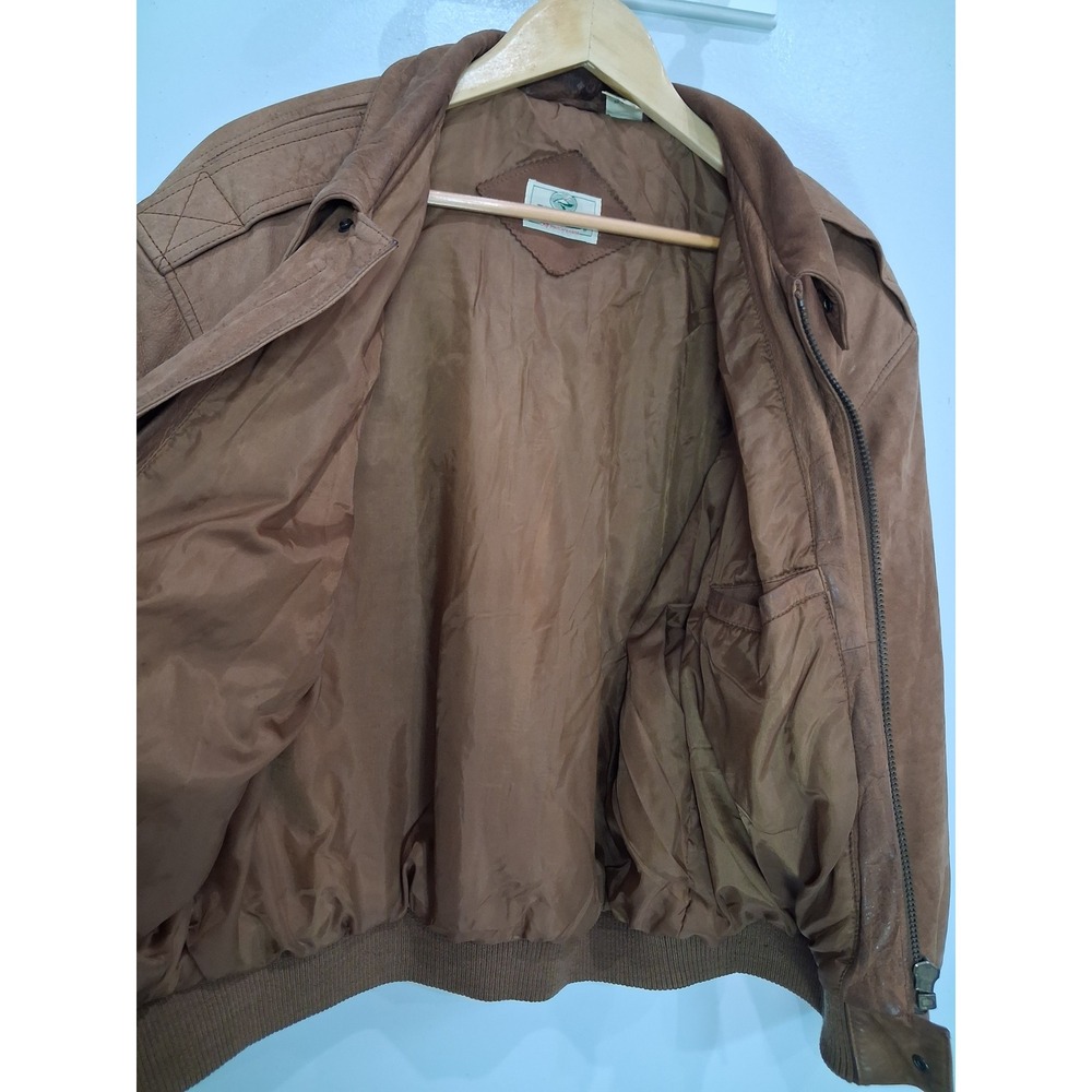 RedHead Mens Brown Distressed Leather Bomber Flight Jacket Large RN 74747 - Picture 8 of 8